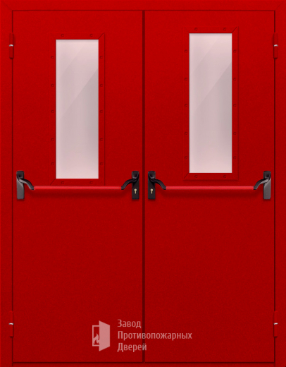 Фото двери «Двупольная с стеклом и антипаникой (красная)» в Бронницам