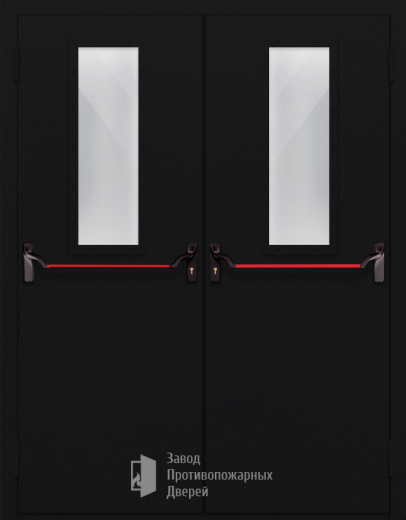 Фото двери «Двупольная со стеклом и антипаникой №64» в Бронницам