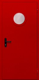 Фото двери «Однопольная с круглым стеклом (красная)» в Бронницам