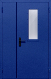 Фото двери «Полуторная со стеклом (синяя)» в Бронницам