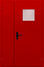Фото двери «Полуторная со стеклопакетом (красная)» в Бронницам