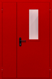 Фото двери «Полуторная со стеклом (красная)» в Бронницам
