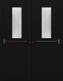 Фото двери «Двупольная со стеклом и антипаникой №64» в Бронницам