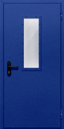 Фото двери «Однопольная со стеклом (синяя)» в Бронницам