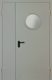 Фото двери «Полуторная с круглым стеклом EI-30» в Бронницам